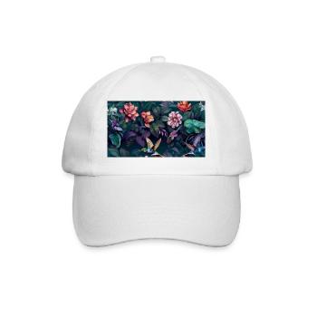 Nocturnal Tropical Flowers Hummingbirds - Baseball Cap - white/white - Front