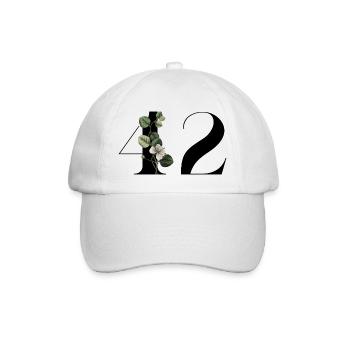 Number 42 Floral Green - 42nd Floral Birthday - Baseball Cap - white/white - Front