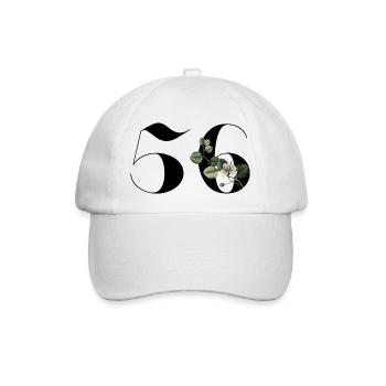 Number 56 Floral Green - 56th Floral Birthday - Baseball Cap - white/white - Front