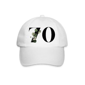 Numéro 70 floral vert - 70e anniversaire floral - Casquette classique - blanc/blanc - Devant