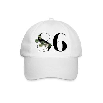 Number 86 Floral Green - 86th Floral Birthday - Baseball Cap - white/white - Front