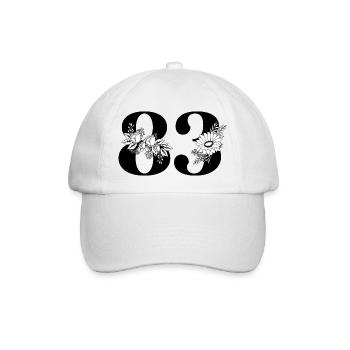 Numéro 83 floral noir - 83e anniversaire floral - Casquette classique - blanc/blanc - Devant