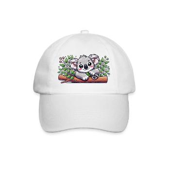 The cute koala bear on a eucalyptus branch - Baseball Cap - white/white - Front