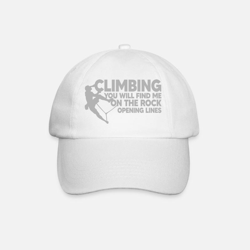 CLIMBING, ROCK CLIMBING, opening lines - Baseball Cap - white/white