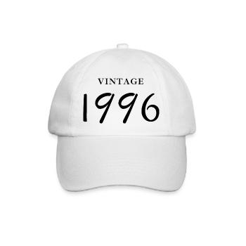 Jahrgang 1996 - Geschenkidee zum Geburtstag - Baseballkappe - Weiß/Weiß - Vorne