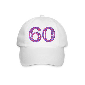 60. 60 YEARS. 60th ANNIVERSARY. 60TH BIRTHDAY. - Baseball Cap - white/white - Front