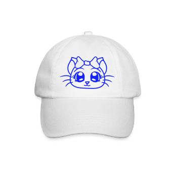 Süße Mädchen Katze Hübsche Schleife Frau Weiblich - Baseballkappe - Weiß/Weiß - Vorne