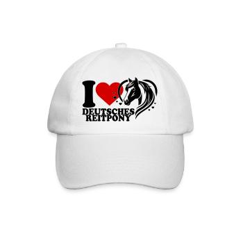 I love Pferd Deutsches Reitpony - Baseballkappe - Weiß/Weiß - Vorne