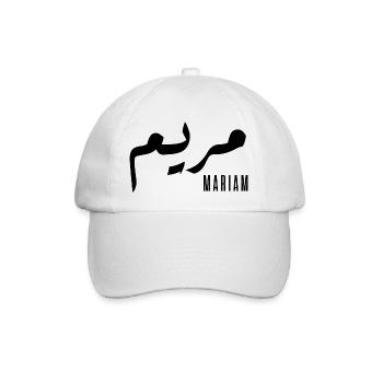 Name Mariam auf Arabisch - Baseballkappe - Weiß/Weiß - Vorne