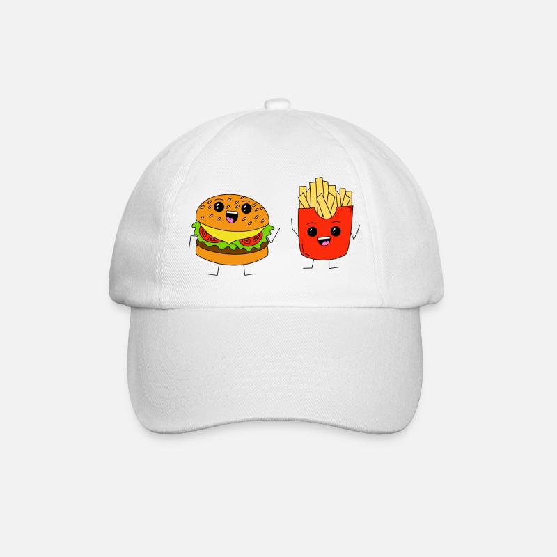Burger & Fries - Baseballkappe - Weiß/Weiß