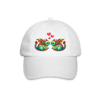 drachen love - Baseballkappe - Weiß/Weiß - Vorne