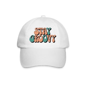 Stay Groovy - Retro Vibes - Baseballkappe - Weiß/Weiß - Vorne