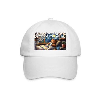 Süße Träume schlafender Bär mit Kuscheltier - Baseballkappe - Weiß/Weiß - Vorne