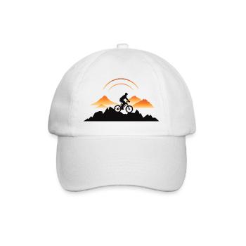 Mountain Bike Cyclist Drawing - Baseball Cap - white/white - Front