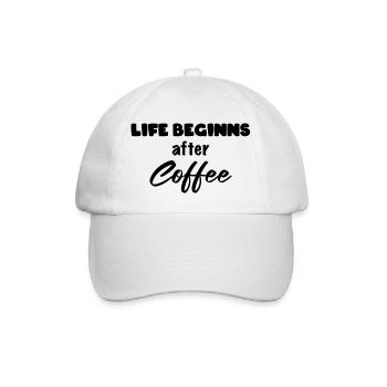 Life starts after Coffee - Baseball Cap - white/white - Front