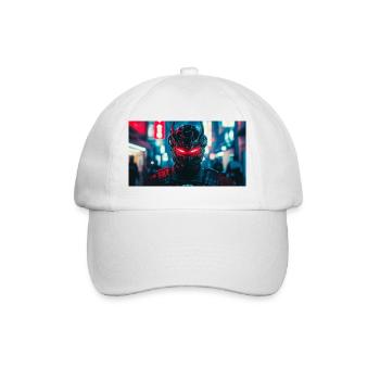 Futuristic Black and Red Warrior Face - Baseball Cap - white/white - Front