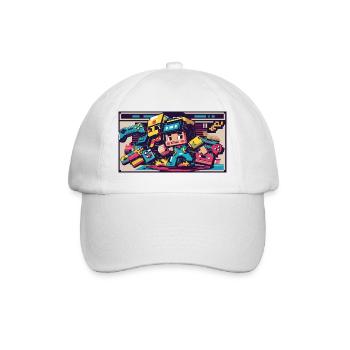 Voxel Gaming Hero with Retro Design - Baseball Cap - white/white - Front