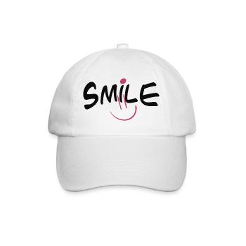 Motif de sourire joyeux en rose et noir - Casquette classique - blanc/blanc - Devant