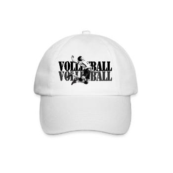 Dynamischer Volleyballspieler in Aktion - Baseballkappe - Weiß/Weiß - Vorne