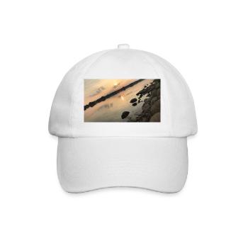 Sunset over the river with stones - Baseball Cap - white/white - Front