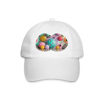 Colorful 3D Polka Dot Art World - Baseball Cap - white/white - Front