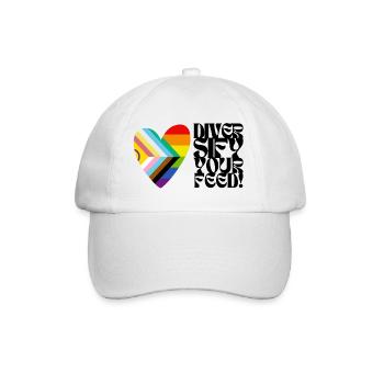🌈♿ Diversify Your Feed –Progress Pride&Disability - Baseballkappe - Weiß/Weiß - Vorne