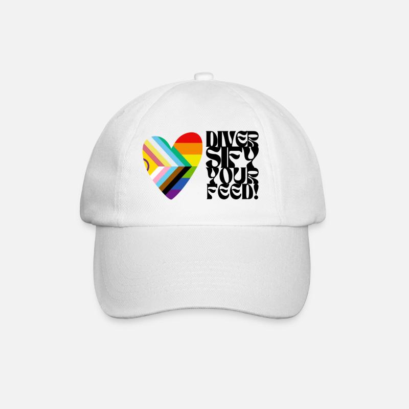 🌈♿ Diversify Your Feed –Progress Pride&Disability - Baseballkappe - Weiß/Weiß