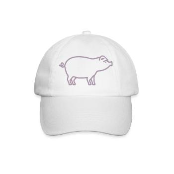 Cute Pig Silhouette Minimalist Farm - Baseball Cap - white/white - Front