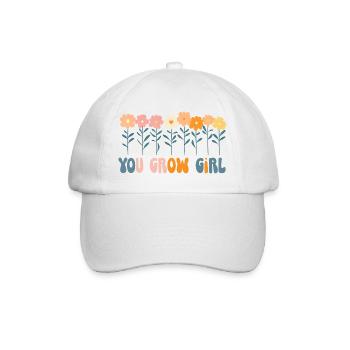 Du Grow Mädchen Blumen Banner - Baseballkappe - Weiß/Weiß - Vorne