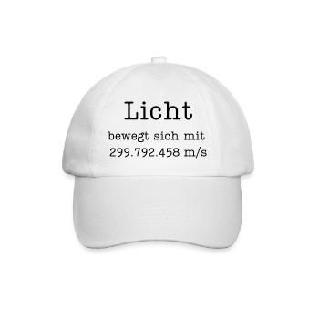 Science Snack Typewriter: Licht bewegt sich mit - Baseballkappe - Weiß/Weiß - Vorne