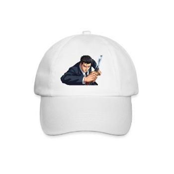 anime in suit with sword - Baseball Cap - white/white - Front