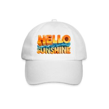 HELLO SUNSHINE – Aquarell Retro 70s Design - Baseballkappe - Weiß/Weiß - Vorne