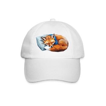 Schlafender Fuchs im Polygonstil - Baseballkappe - Weiß/Weiß - Vorne