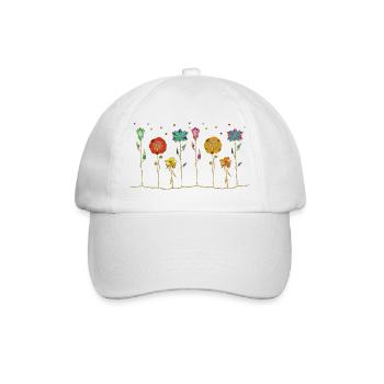 Blumen - Baseballkappe - Weiß/Weiß - Vorne