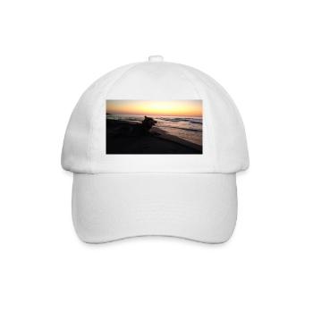 Dog on the beach sunset - Baseball Cap - white/white - Front