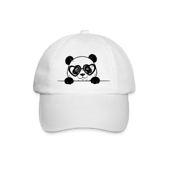 Panda avec des lunettes en forme de cœur style dessin animé - Casquette classique - blanc/blanc - Devant