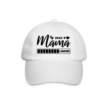 Mama 2026 loading - Schwangerschaft - Geschenk - Baseballkappe - Weiß/Weiß - Vorne