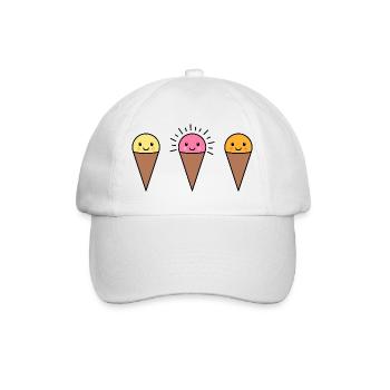 Kawaii Eis in der Waffel - Baseball Cap - white/white - Front