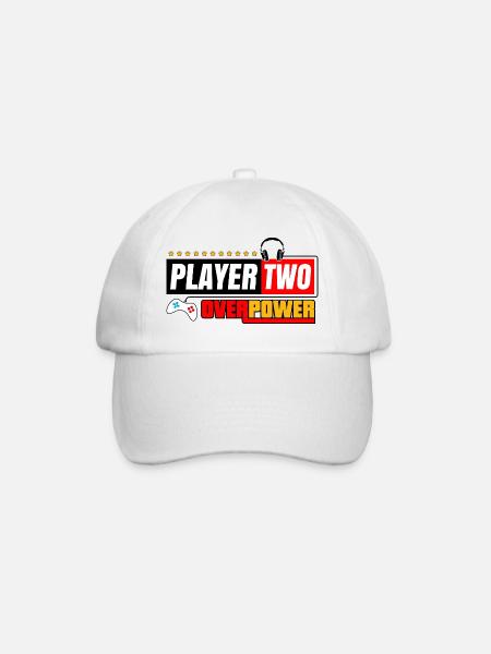 Player Two Overpower | Gamers and Streamers Style - Baseball Cap - white/white