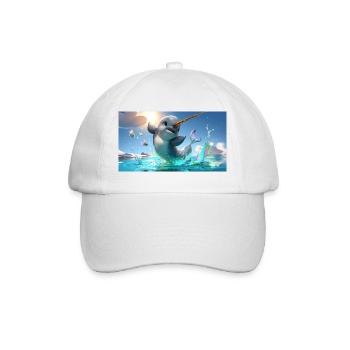 Bébé narval à la corne dorée saute hors de la mer - Casquette classique - blanc/blanc - Devant