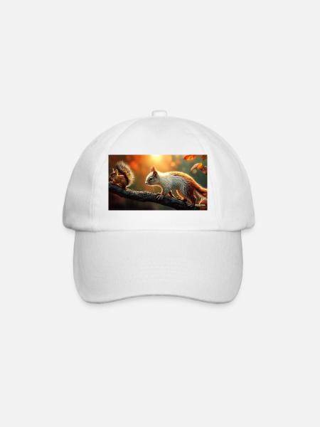 Autumn Squirrel Golden Hour Cute Nature - Baseball Cap - white/white