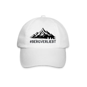 Bergverliebt mit Hashtag Bergige Landschaft Berge  - Baseballkappe - Weiß/Weiß - Vorne