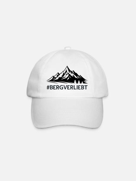 Bergverliebt mit Hashtag Bergige Landschaft Berge  - Baseballkappe - Weiß/Weiß