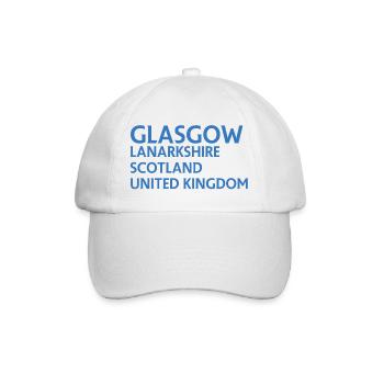 Glasgow – Scotland Textdesign - Baseballkappe - Weiß/Weiß - Vorne