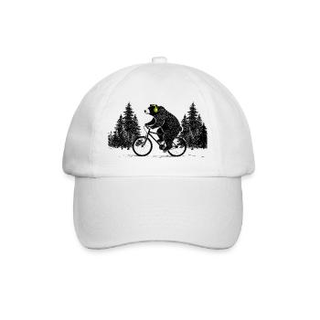 Cycling Bear - Baseball Cap - white/white - Front