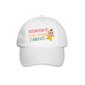 Attention Papi, Mamie J'arrive Annonce Bébé Humour - Casquette classique - blanc/blanc - Devant