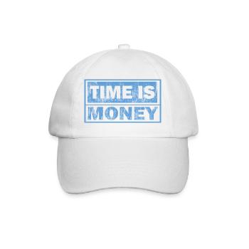 Time is money – Blue block text - Baseball Cap - white/white - Front