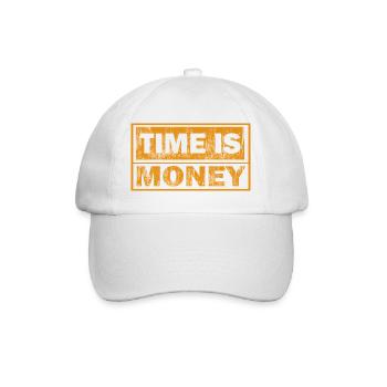 Zeit ist Geld – notlose Orange - Baseballkappe - Weiß/Weiß - Vorne