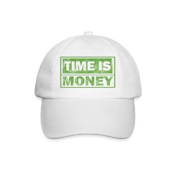 Le temps, c’est de l’argent en caractères verts - Casquette classique - blanc/blanc - Devant