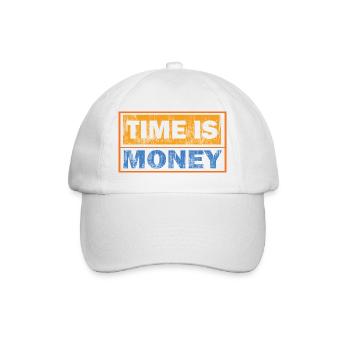 Zeit ist Geld: Kontrasttypografie - Baseballkappe - Weiß/Weiß - Vorne